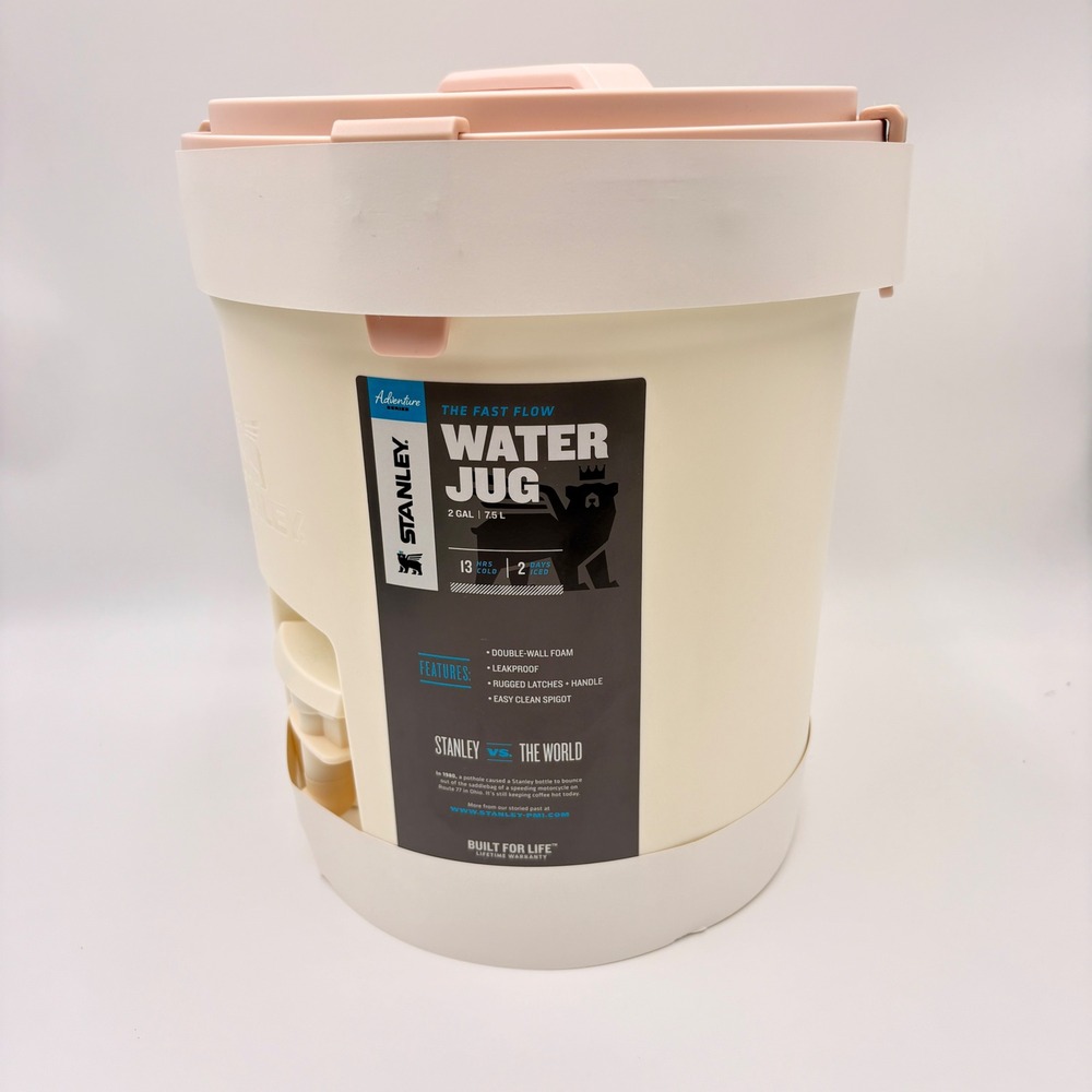 Stanley Adventure Series 2 Gallon Fast Flow Water Jug Cream Peach 7.5L Cooler